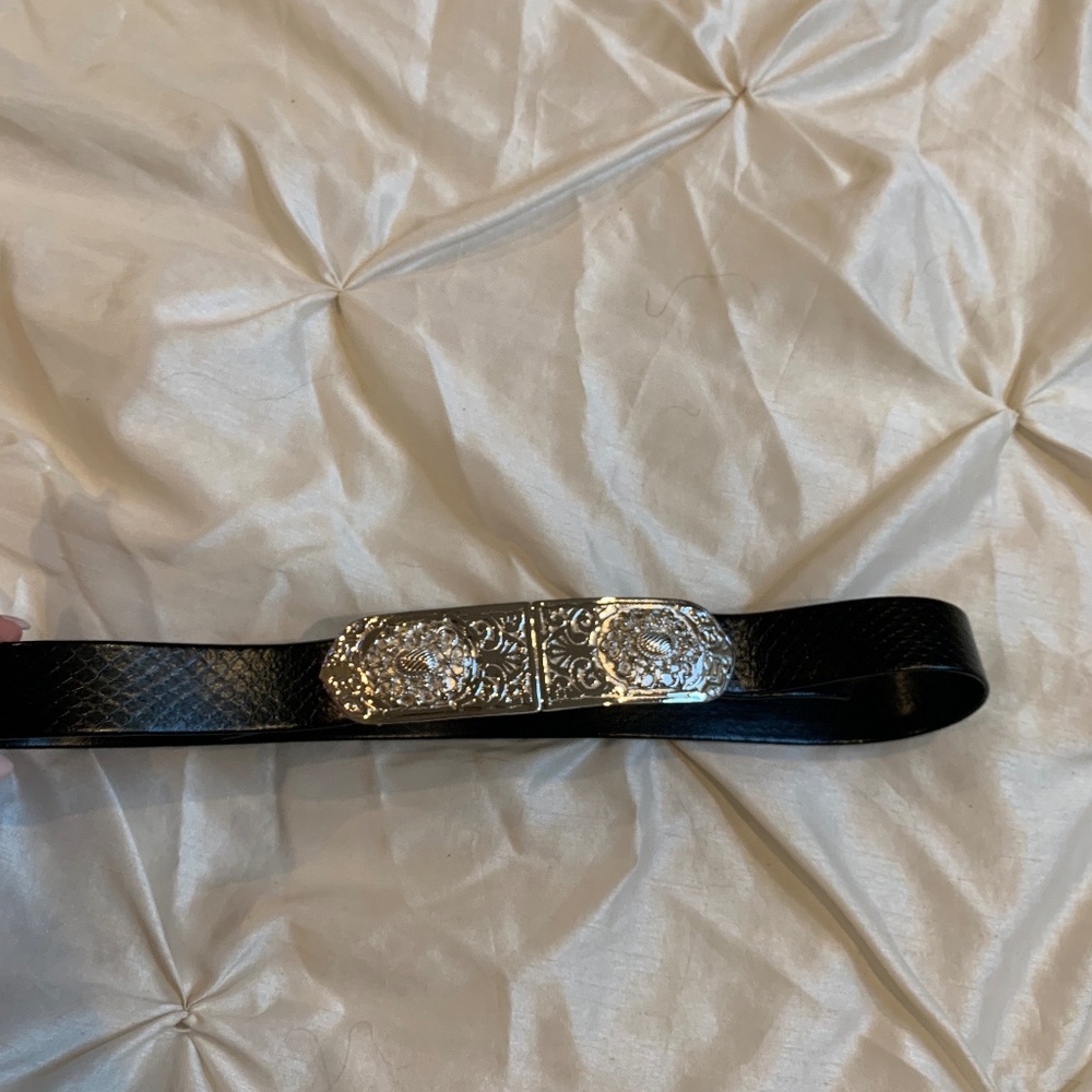 Gay Boyer Black Snakeprint Adjustable Belt sz S/M